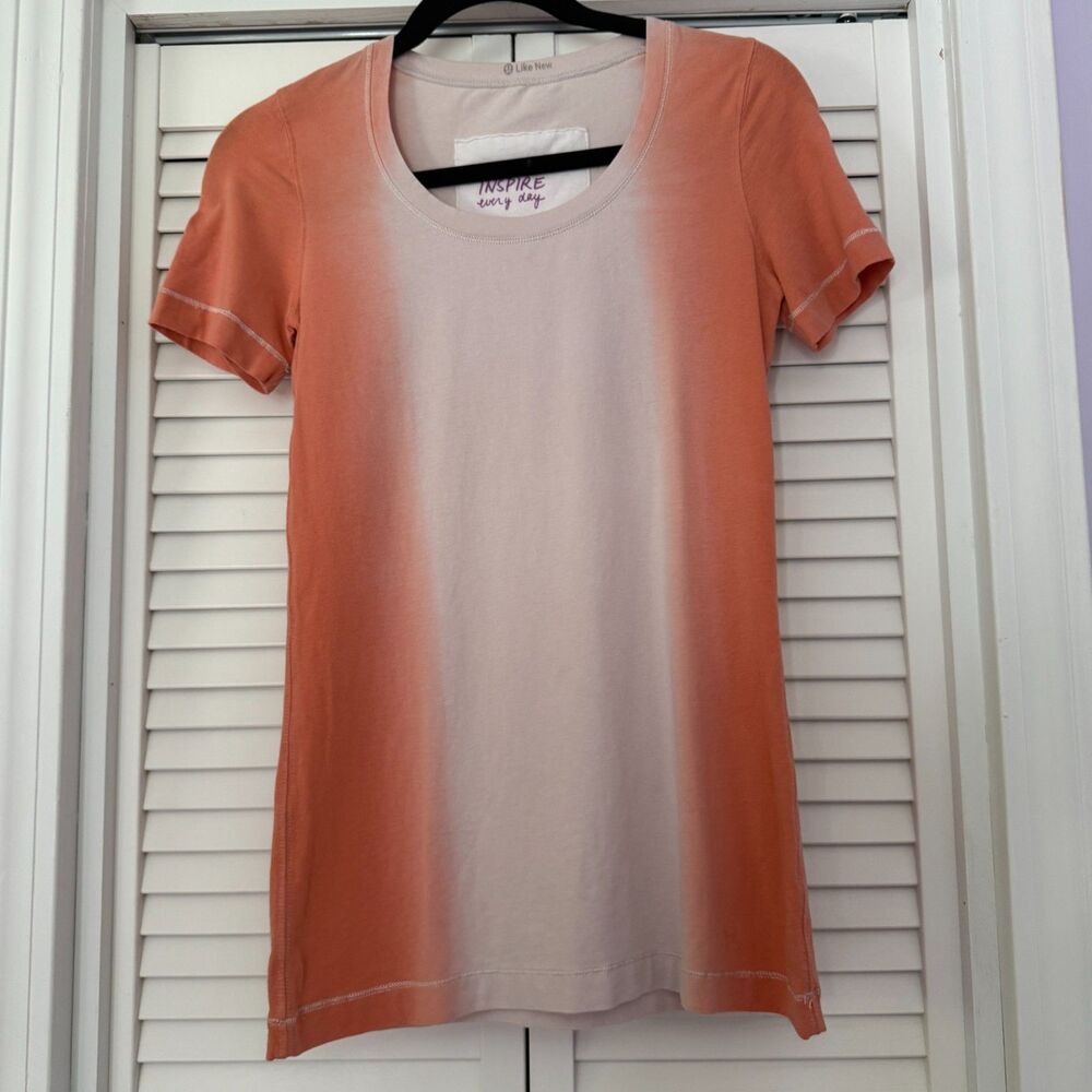 Lululemon Slim Activewear Top in Coral /Cream Color
